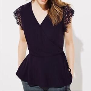 LOFT Lace Sleeve Wrap Blouse